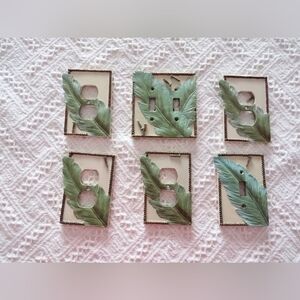 Set of 6 Springmaid Island Design Leaf Switch Plate Covers with Hardware